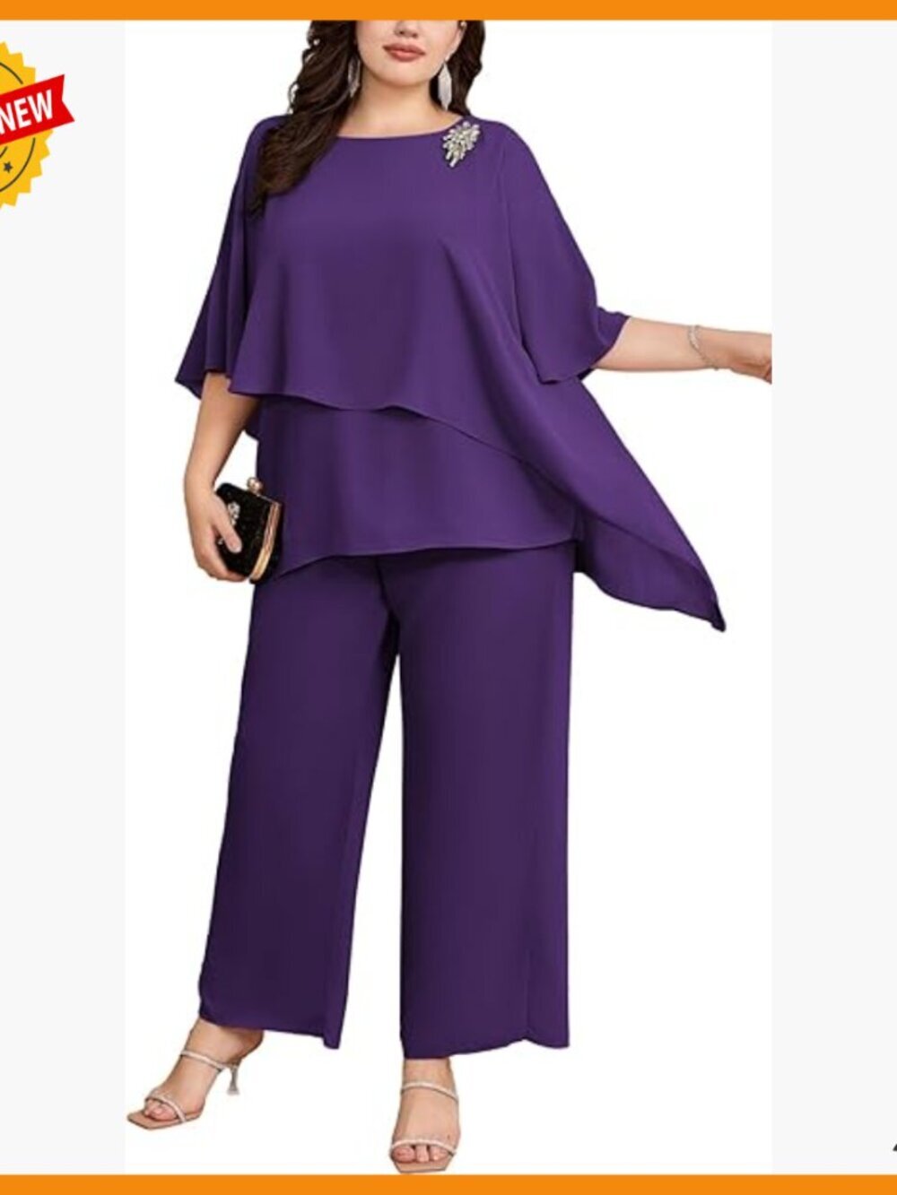 Plus Size Chiffon Pant Suit Set Wedding Guest Formal Outfit